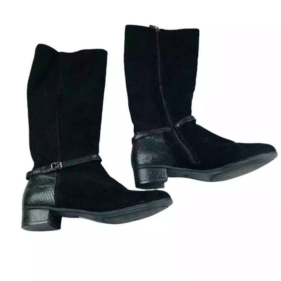 Cato Womens Snake Embossed Knee High Boots Zip Stretch Black Faux Suede Size 10 - Picture 2 of 9